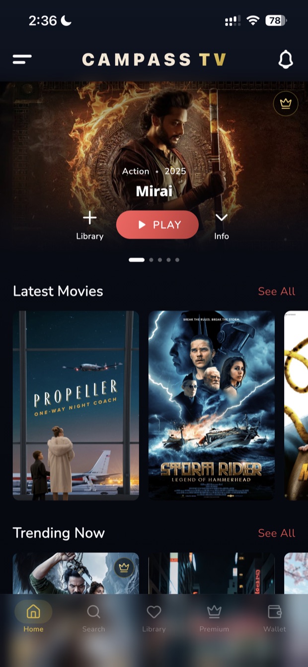 Campass TV home screen