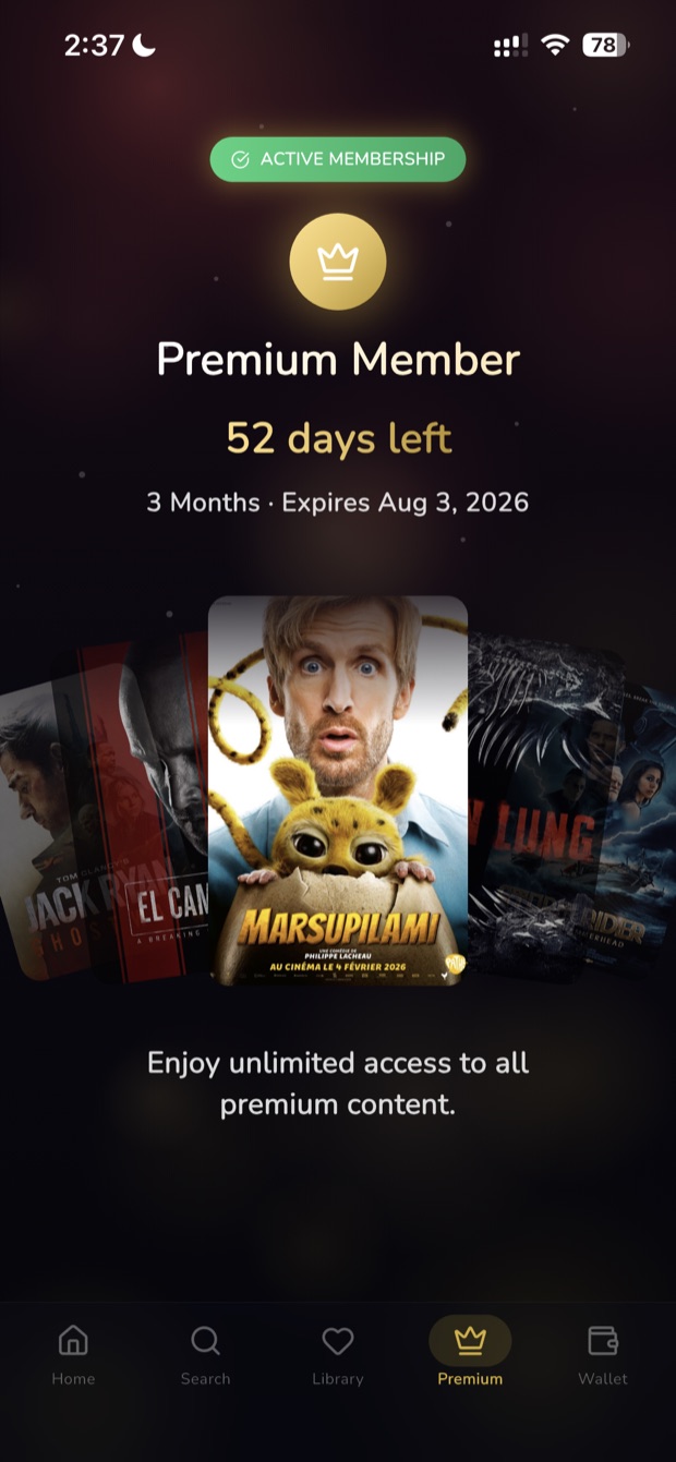 Premium membership screen
